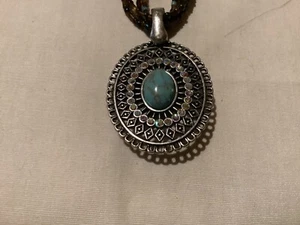 Premier Designs Reversible Pendants Turquoise Tiger Eye Agate Simulated Necklace - Picture 1 of 6