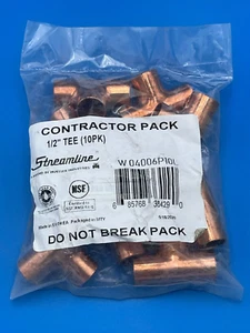 Streamline 1/2-in Copper Tee (10-Pack) - NEW Sealed - Picture 1 of 1