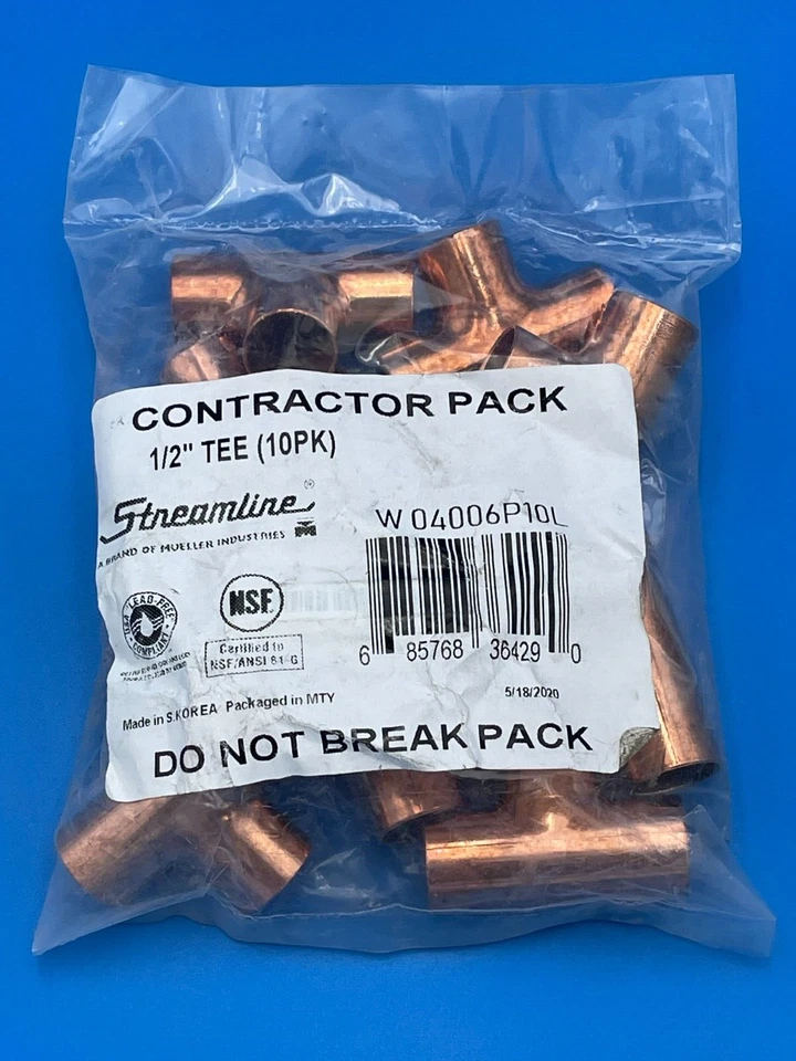 Streamline 1/2-in Copper Tee (10-Pack) - NEW Sealed - Image 1 of 1
