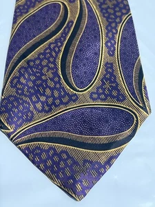 Corbata de seda multicolor negra dorada púrpura Anne Klein para hombre 60" LARGA X 3,5" ancha - Imagen 1 de 2