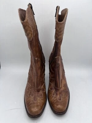 SESTO MEUCCI Mujer’s 6M Botas Media Pantorrilla Cuero Marrón Hechas en Italia, Raras Foto 1 de 4