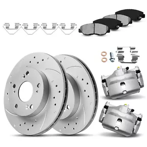 4-Pcs Front Disc Rotors Brake Pads Brake Calipers For Honda Civic 2006-2011 1.8L - Picture 1 of 9