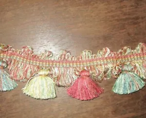 BTY~ Vintage 2 1/4" Vintage multicolor Designer tassel upholstery Trim~ - Picture 1 of 3