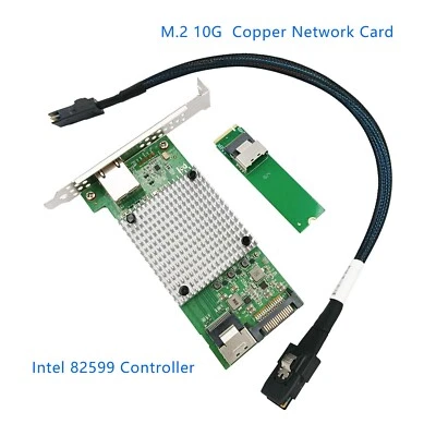 M.2 key M to 10G RJ45 Copper network Card  intel 82599 chipset with 8087 cable - Image 1 of 4