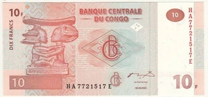 Congo Democratic Republic 10 Francs 2003 Paper Money Banknote UNC - Picture 1 of 2