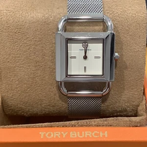 NEW IN BOX TORY BURCH PHIPPS SILVER Stainless Steel Mesh Band Watch TBW7252 - Picture 1 of 3