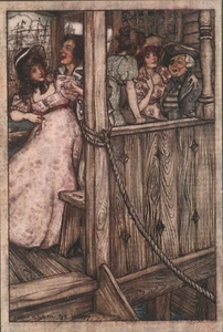 Arthur Rackham 1907 Tipped-In Print Pirate Men Women Wenches Ingoldsby Legends - Bild 1 von 4