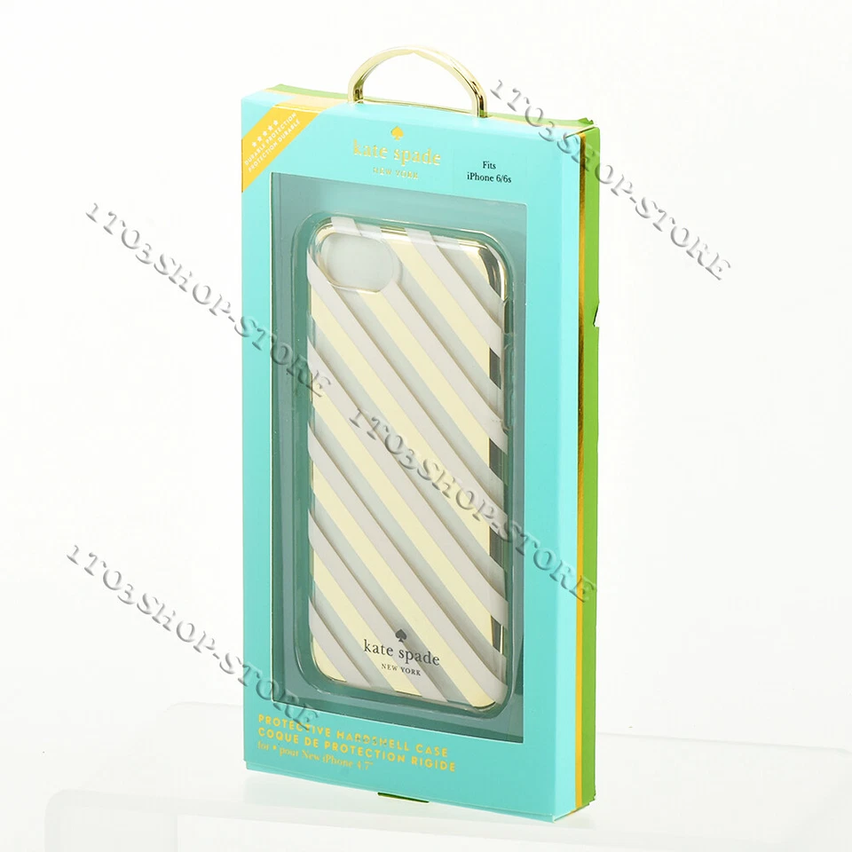 Kate Spade iPhone SE 2022 2020 & iPhone 8 7 6 6s Diagonal Stripe Blush Gold Case - Image 1 of 4