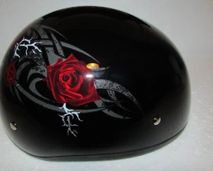 Daytona Helmets Half Skull Cap Motorcycle Helmet DOT Approved Red Rose Small - Picture 1 of 6