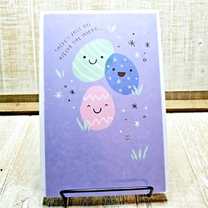 Tarjeta de Pascua American Greetings huevos morados estrellas doradas felices - Imagen 1 de 8