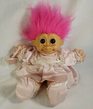 Vintage 90s Russ Berries Troll Doll 12" Toys Pink Satin Plush Pink Hair Trolls