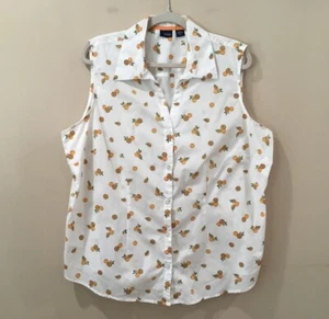 VTG Basic Editions White Orange Button Down Tank Top Sleeveless Women Plus 1X - Picture 1 of 5