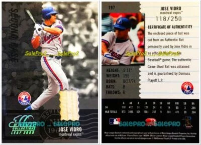 LEAF CENTURY 2005 JOSE VIDRO MLB MONTREAL EXPOS #197 AUTHENTIC GAME BAT /250 - Image 1 of 4