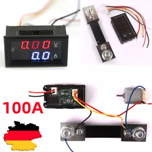 DC0-100V 100A Voltmeter Amperemeter LED Doppelt Digital Volt Amp Meter+Shunt - Bild 1 von 12