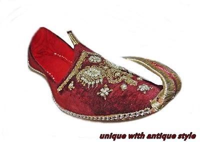 EE. UU. 7-11 NUEVO HOMBRE HECHO A MANO VÁLVULA CUERO GRANATE CAMA EMBRIDADO KHUSSA  Foto 1 de 4