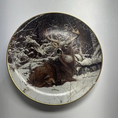 Danbury Mint Pride of the Wilderness Plate “Winter Stag” by Bob Travers (1992) - Image 1 of 3