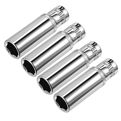 4Pcs 1/4-inch Drive 10mm Cr-V 6-Point Deep Socket 50mm Length - Image 1 of 4