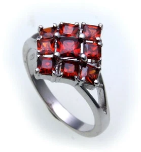 Anillo de mujer con granate y en plata auténtica 925 anillo granate plata de ley calidad - Imagen 1 de 2