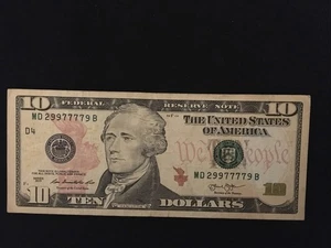 2013 $10 Fancy Serial #, Cir - Picture 1 of 2