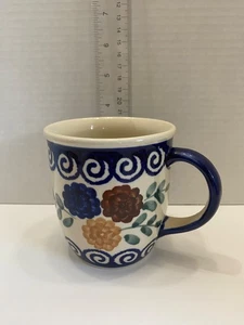 Boleslawiec Polish Pottery Floral Mug 12 oz Hand Made in Poland - Picture 1 of 4