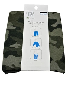 time & tru womens multi wear wrap shawl ONE SIZE osfm new with tags green camo - Picture 1 of 2