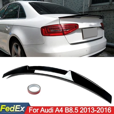 Fits 2013-2016 Audi A4 B8.5 Highkick M4 Rear Trunk Spoiler Wing Lip Glossy Black Foto 1 de 4