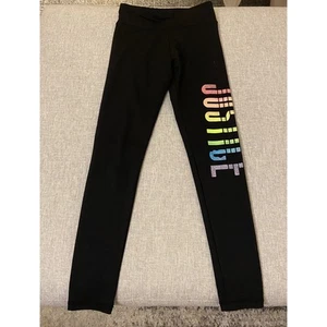 Girls Black/Rainbow Justice Leggings Size 10 - Picture 1 of 6