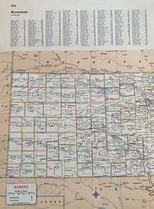 Mapa de colección del oeste de Kansas 9x12 color mapa estatal 1967 arte de pared Atlas Hammond - Imagen 1 de 6