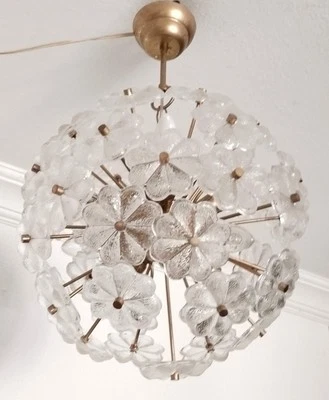 Stunning Mid-Century Sputnik Chandelier with Glass Flowers – 1970s - Image 1 of 4