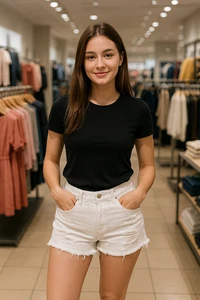 Pantalón corto mujer talla 30 blanco 100% algodón desgastado tiro alto - Imagen 1 de 7