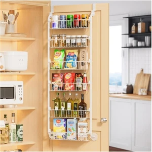 Versatile White Metal 6-Tier Pantry Door Organizer for Efficient Storage - Picture 1 of 10