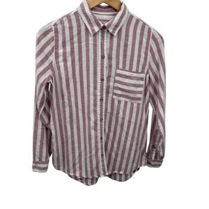 Marine Layer Shirt Womens XS Hemp Lyocell Button Up Long Sleeve Vertical Stripe - Picture 1 of 7