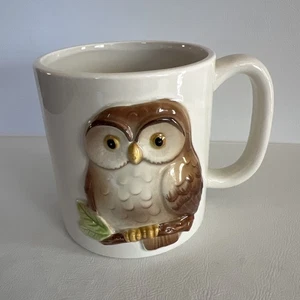 Taza de café Otagiri Japón de la década de 1980 de cerámica esmaltada de doble cara Búho taza de té - Imagen 1 de 4