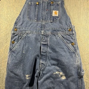 Vintage 90s Carhartt Denim Overalls 32x30 Paint Splatter Workwear Made In USA - Bild 1 von 8