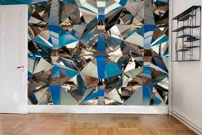 Pegatina de pared con patrón de espejo geométrico 3D Foto 1 de 4