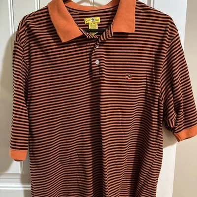 Polo a rayas cabeza de pato vintage años 90 naranja/azul marino Foto 1 de 3