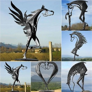Metal Horse Statue Sculpture Outdoor Garden Ornament Figurines Decors Art Craft▪ - Picture 1 of 16