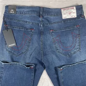 Jeans uomo True Religion Ricky rosso singolo ago cucito rilassato dritto 36x34 - Foto 1 di 7