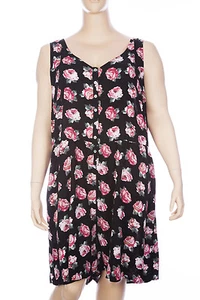CUTE LOVESICK by TORRID BLACK PINK FLORAL PRINT SLEEVELESS ROMPER PLUS Sz 1 1X  - Picture 1 of 2