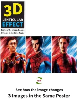 Marvel,Spider Man,Tom Holland,Tobey Maguire,Andrew Garfield Poster 3D Lenticular