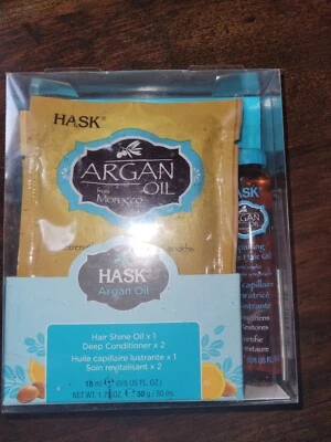 HASK Argan Oil from Morocco Deep Conditioner 2 x  1.75 oz + Hair Shine Oil - Kit - Image 1 of 3