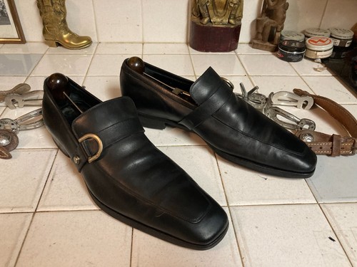 GUCCI SCARPE DA BALLO DISCOTECA PUNTA FRANCESE MADE IN ITALY PELLE NERA 7 5 EURO 8 5 USA