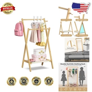 Portable Bamboo Dress Up Rack for Toddlers - Space-Saving Clothes Organizer - Picture 1 of 11