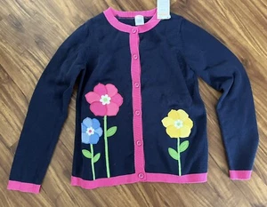Girls Sz 12 NEW Gymboree Navy Blue Cardigan NWT Pink Yellow Flowers - Picture 1 of 5