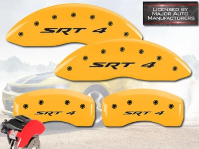 Dodge Neon "SRT 4" 2003-2005 cubiertas de pinza de disco de freno MGP delanteras + traseras amarillas Foto 1 de 4