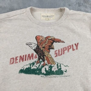 VTG Denim & Supply Ralph Lauren Sweatshirt Mens XL Gray Crewneck Eagle Graphic - Picture 1 of 12