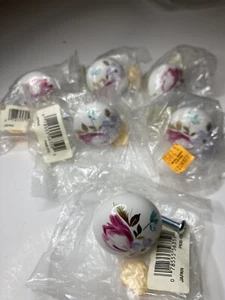 Set 6 Ceramic Tulip Floral Cabinet drawer dresser Knob knobs pink purple gold - Picture 1 of 11