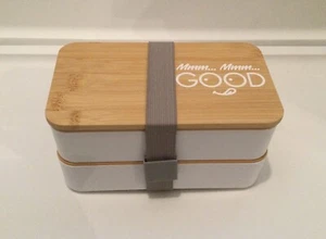 1.4L Microwave Lunch Box Japanese Wood Bento Box 2 Layer Food Container Storage - Picture 1 of 3