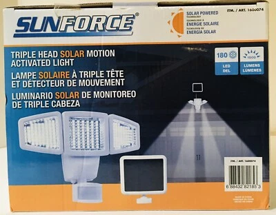 Luz activada de movimiento solar de triple cabezal Sunforce con 1500 lúmenes ARTÍCULO 1600074 Foto 1 de 4