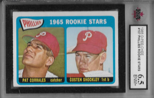 1965 O-PEE-CHEE BASEBALL PHILLIES ROOKIE STARS RC Corrales/Shockley #107 KSA 6.5